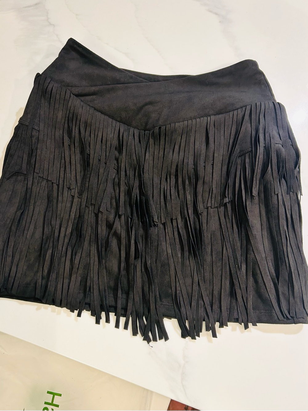 HALARA Black Fringe Mini Skirt